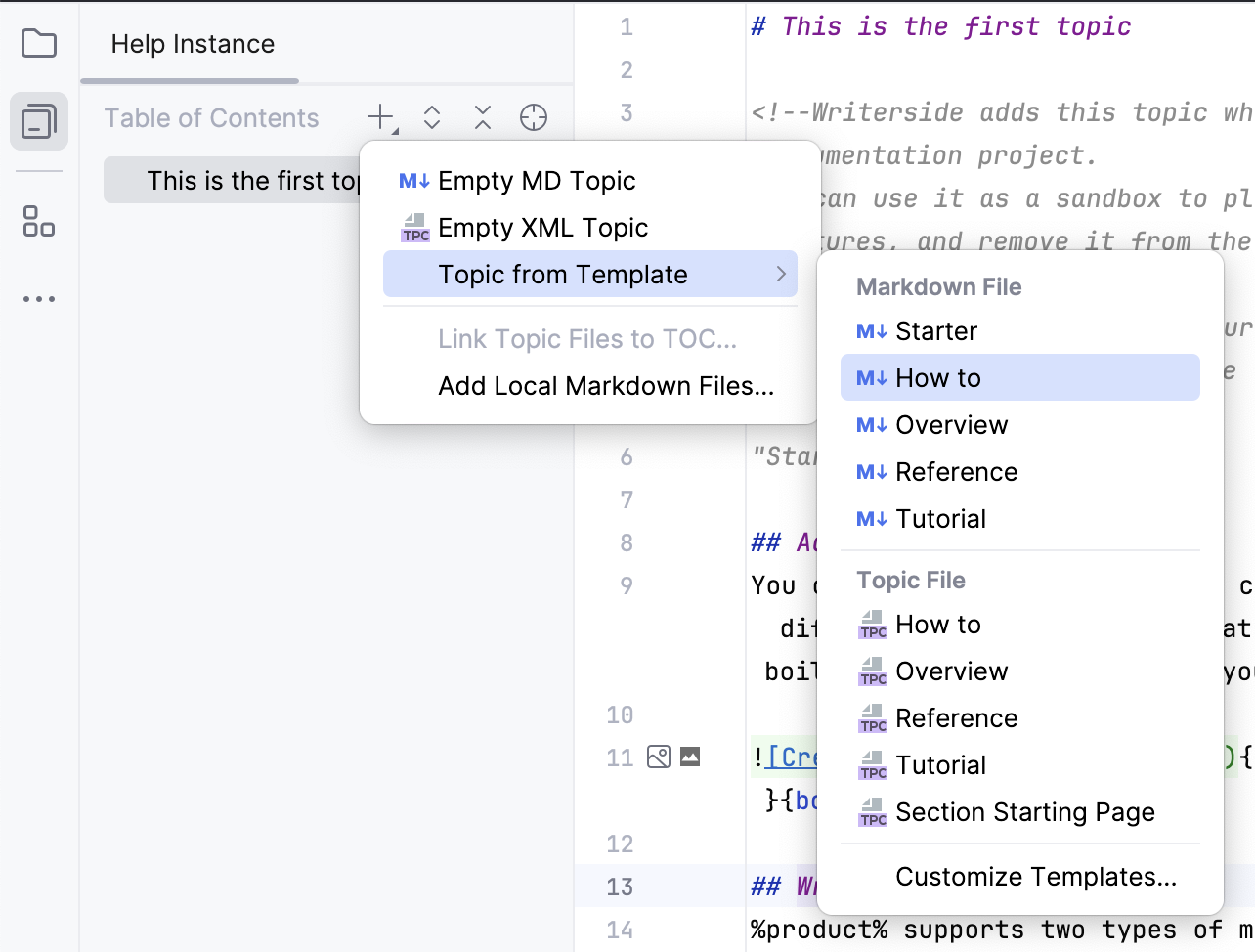 Create new topic options Create new topic options